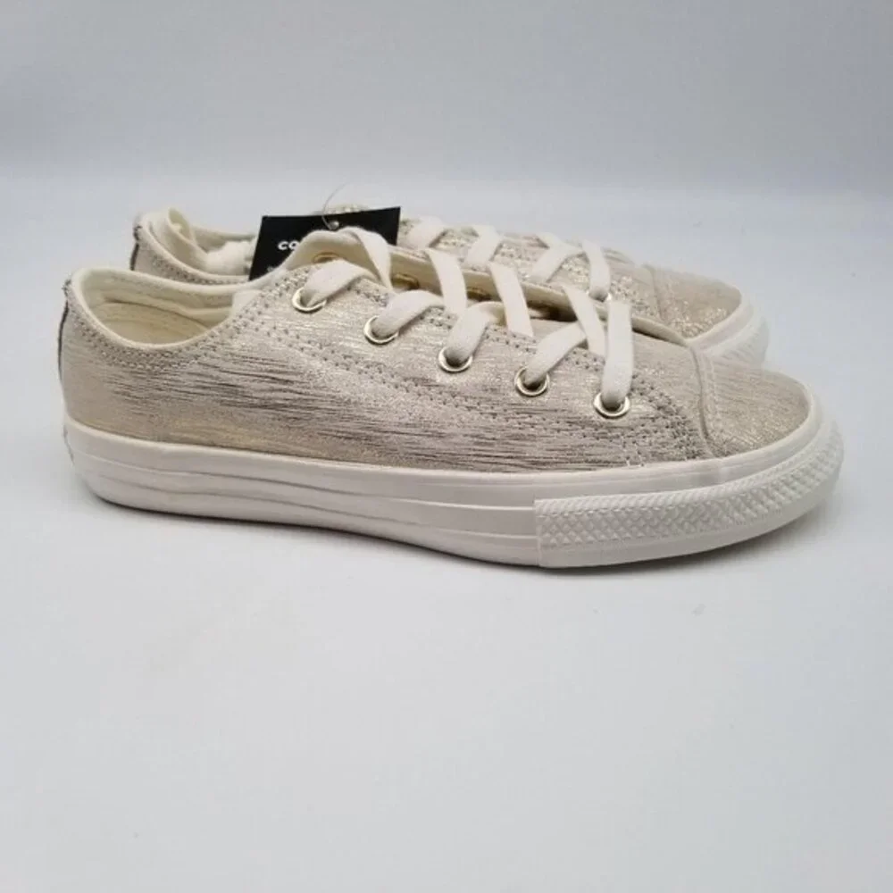 Converse Chuck Taylor All Star Egret Gold Metallic Junior‎ Sneaker Shoe Size 2